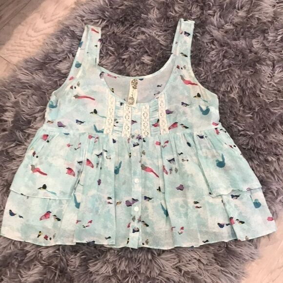 Free People Blue Bird Tank Top Size S - Picture 2 of 9
